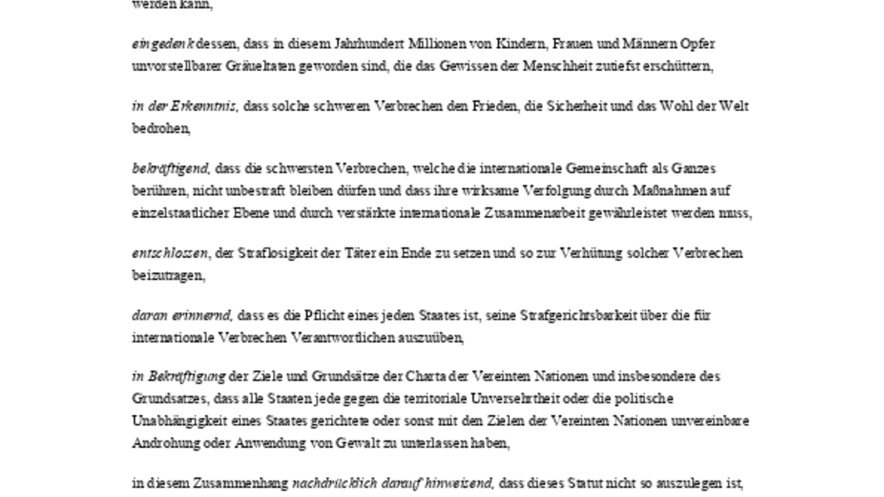 Das RomStatut Geschichte Menschenrechte